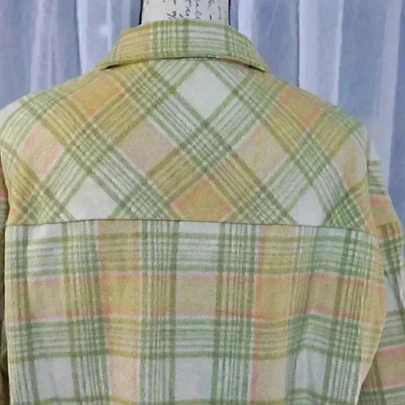 Shein Yellow/Green Plaid Shaket Size L Polyester/Wool Blend - Picture 4 of 12